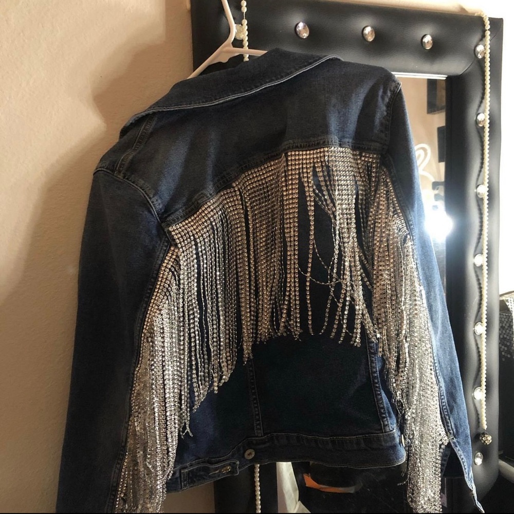 Denim jacket with fringe